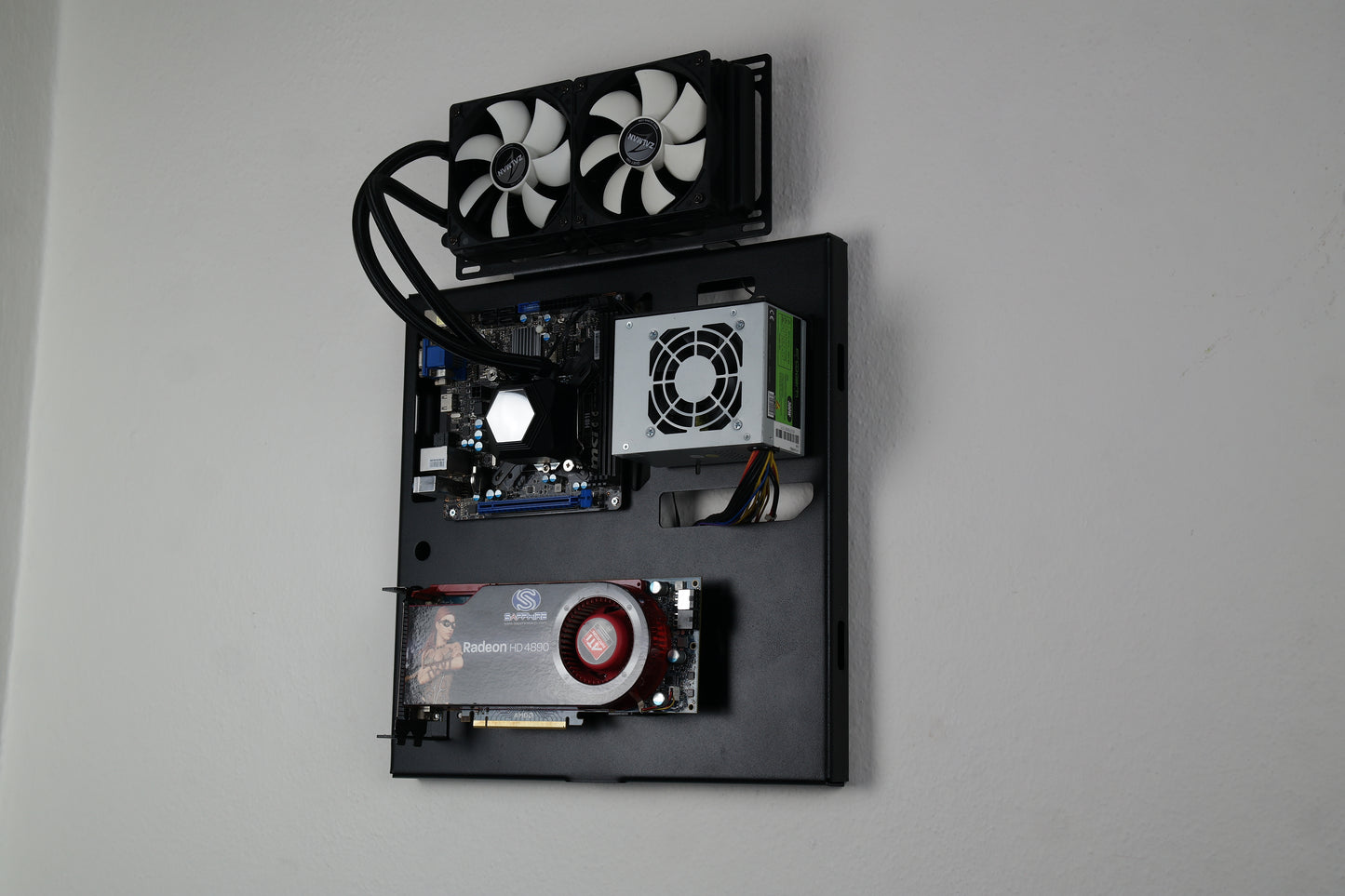Mini ITX Wall Computer Case, Wall Mount Pc, Space Case, Custom Computer Case, Double Radiator,