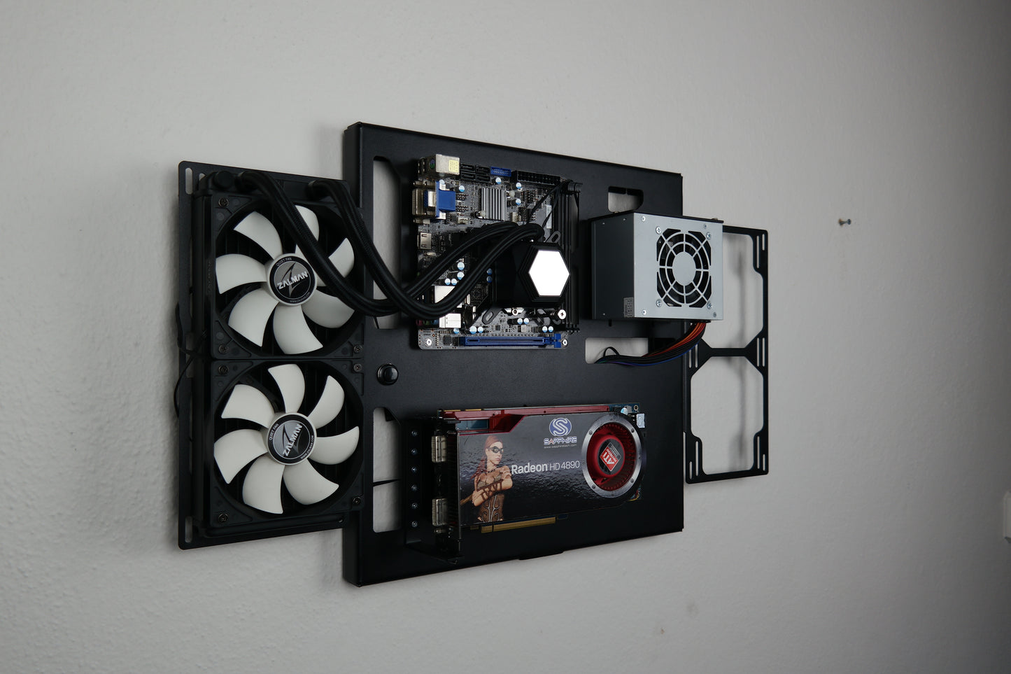Mini ITX Wall Computer Case, Wall Mount Pc, Space Case, Custom Computer Case, Double Radiator,