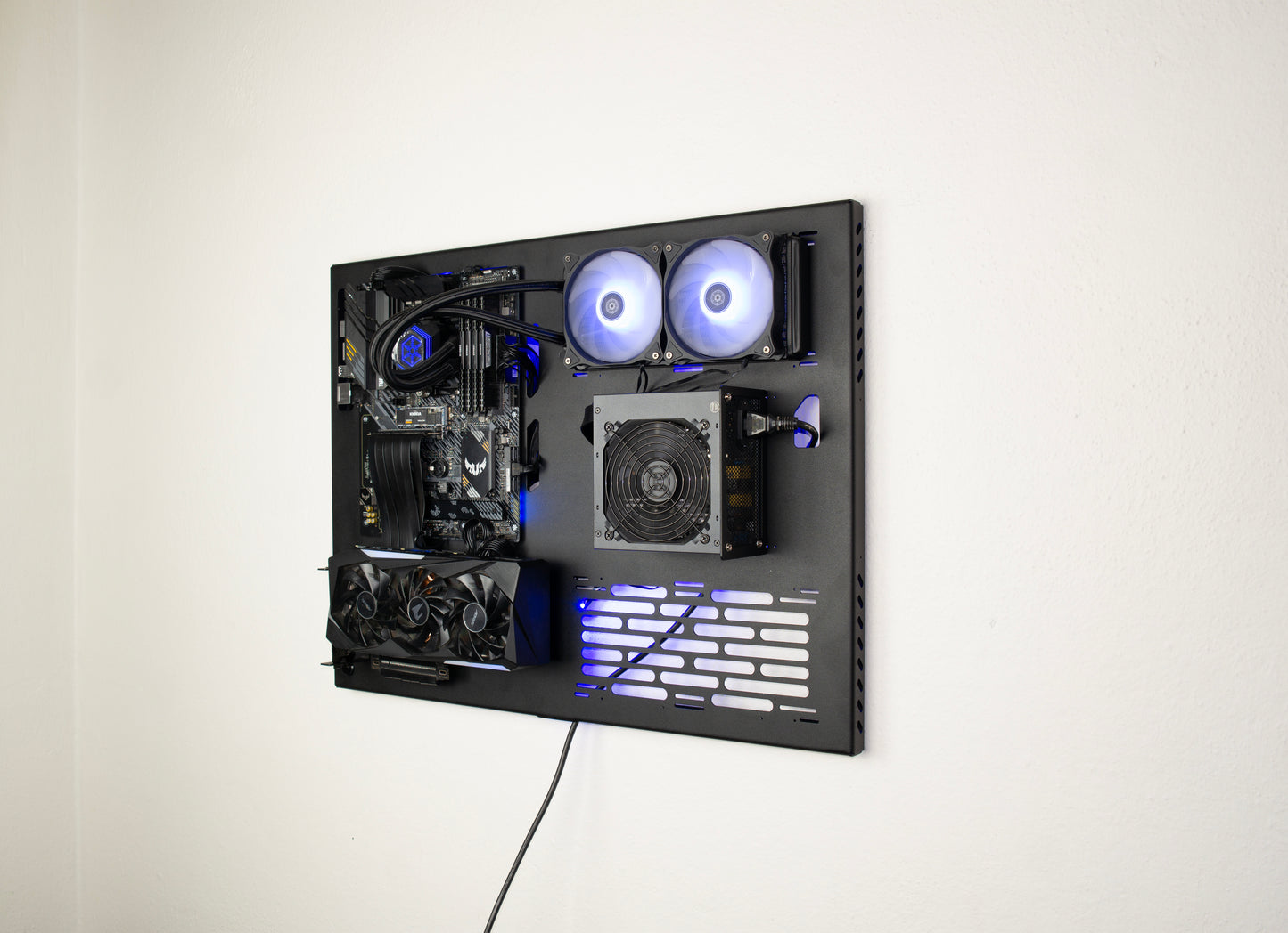 Wall Computer Dual Radiator, Wall Computer, Open Air Computer Case, Computer Wall Mount, Space Case, Open Case, Wall Computer Case,