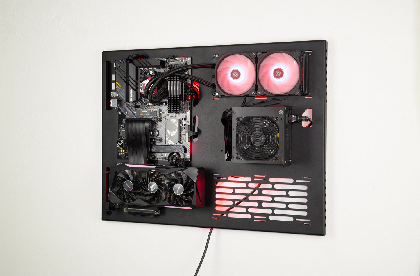 Wall Computer Dual Radiator, Wall Computer, Open Air Computer Case, Computer Wall Mount, Space Case, Open Case, Wall Computer Case,