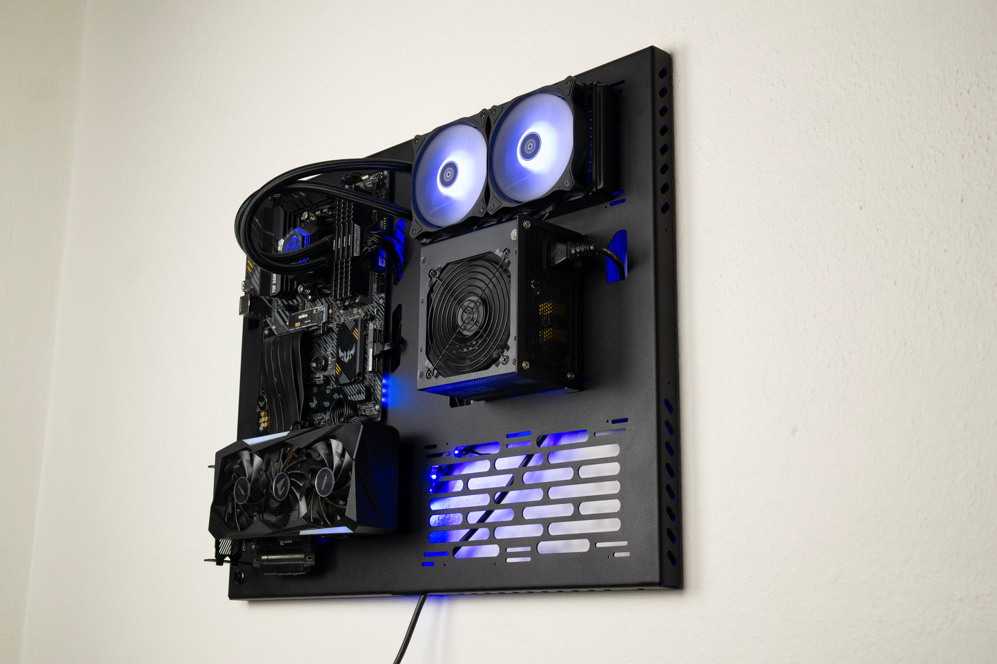Wall Computer Dual Radiator, Wall Computer, Open Air Computer Case, Computer Wall Mount, Space Case, Open Case, Wall Computer Case,