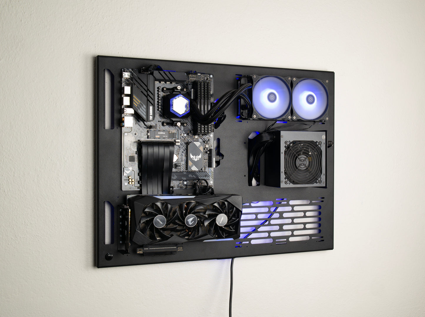 Wall Computer Dual Radiator, Wall Computer, Open Air Computer Case, Computer Wall Mount, Space Case, Open Case, Wall Computer Case,