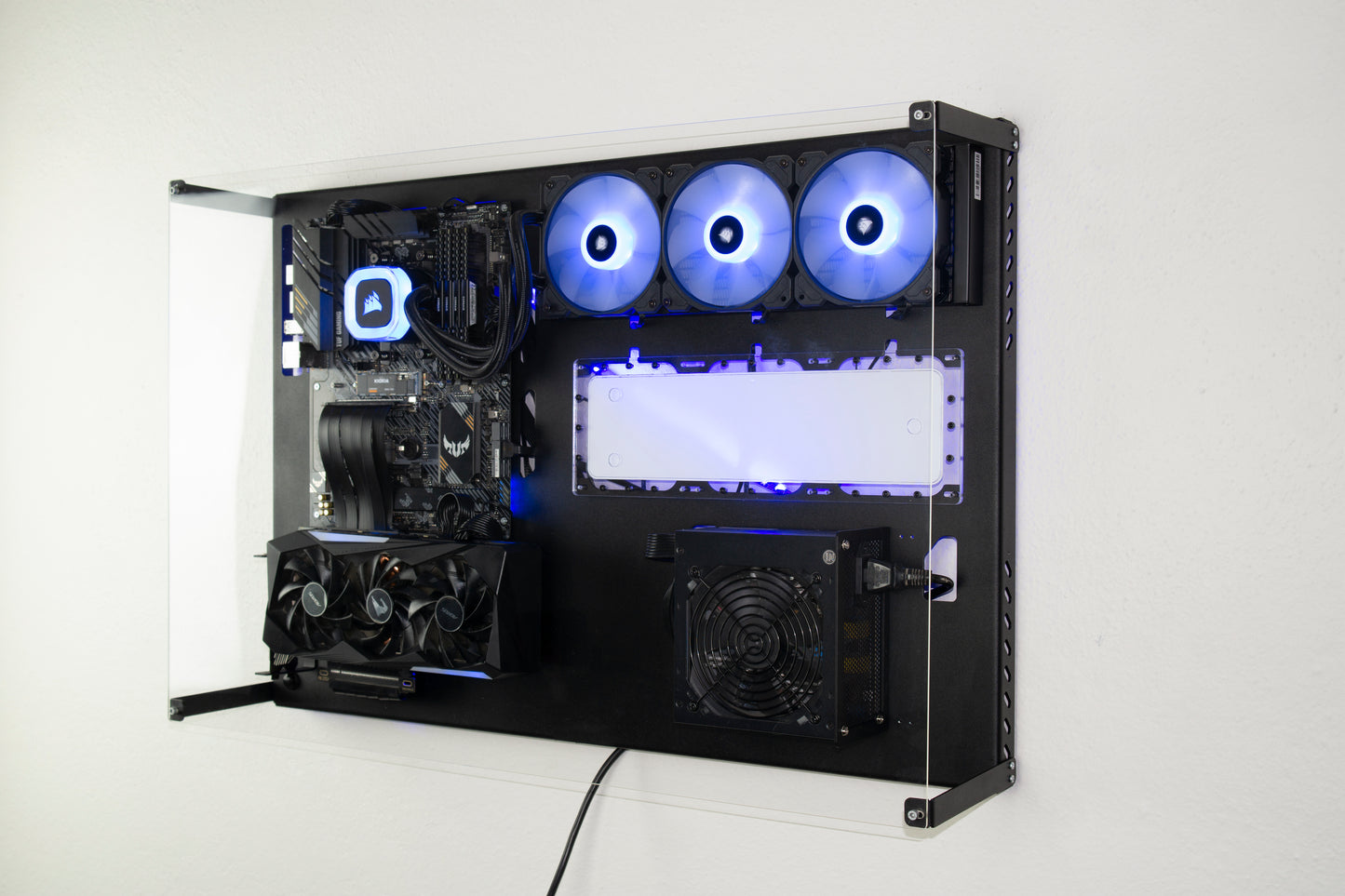 360mm Dual Slot Wall-Mountable PC Case, Custom Liquid Cooling Support, Wall Computer Case