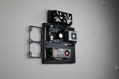 Mini ITX Wall Computer Case, Wall Mount Pc, Space Case, Custom Computer Case, Double Radiator,