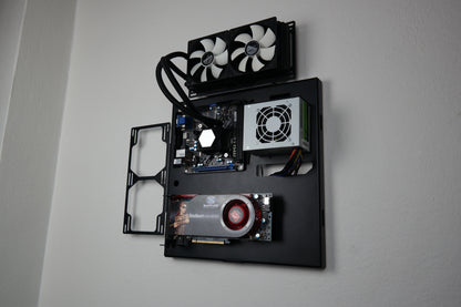 Mini ITX Wall Computer Case, Wall Mount Pc, Space Case, Custom Computer Case, Double Radiator,