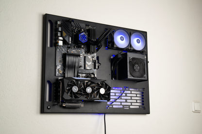 Wall Computer Dual Radiator, Wall Computer, Open Air Computer Case, Computer Wall Mount, Space Case, Open Case, Wall Computer Case,