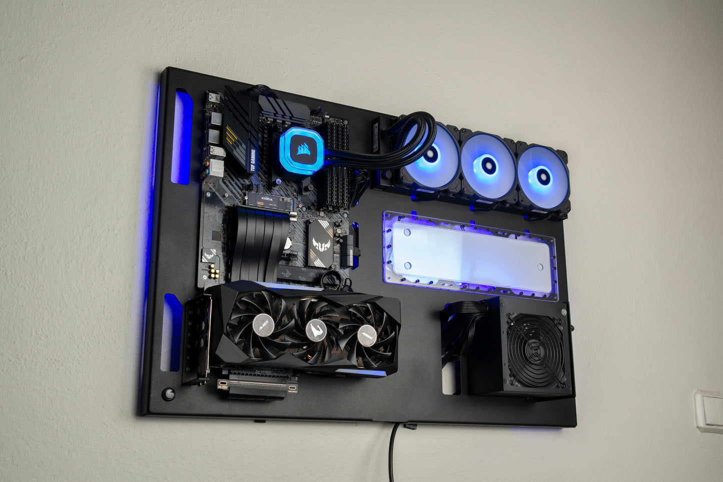 360mm Dual Slot Wall-Mountable PC Case, Custom Liquid Cooling Support, Wall Computer Case